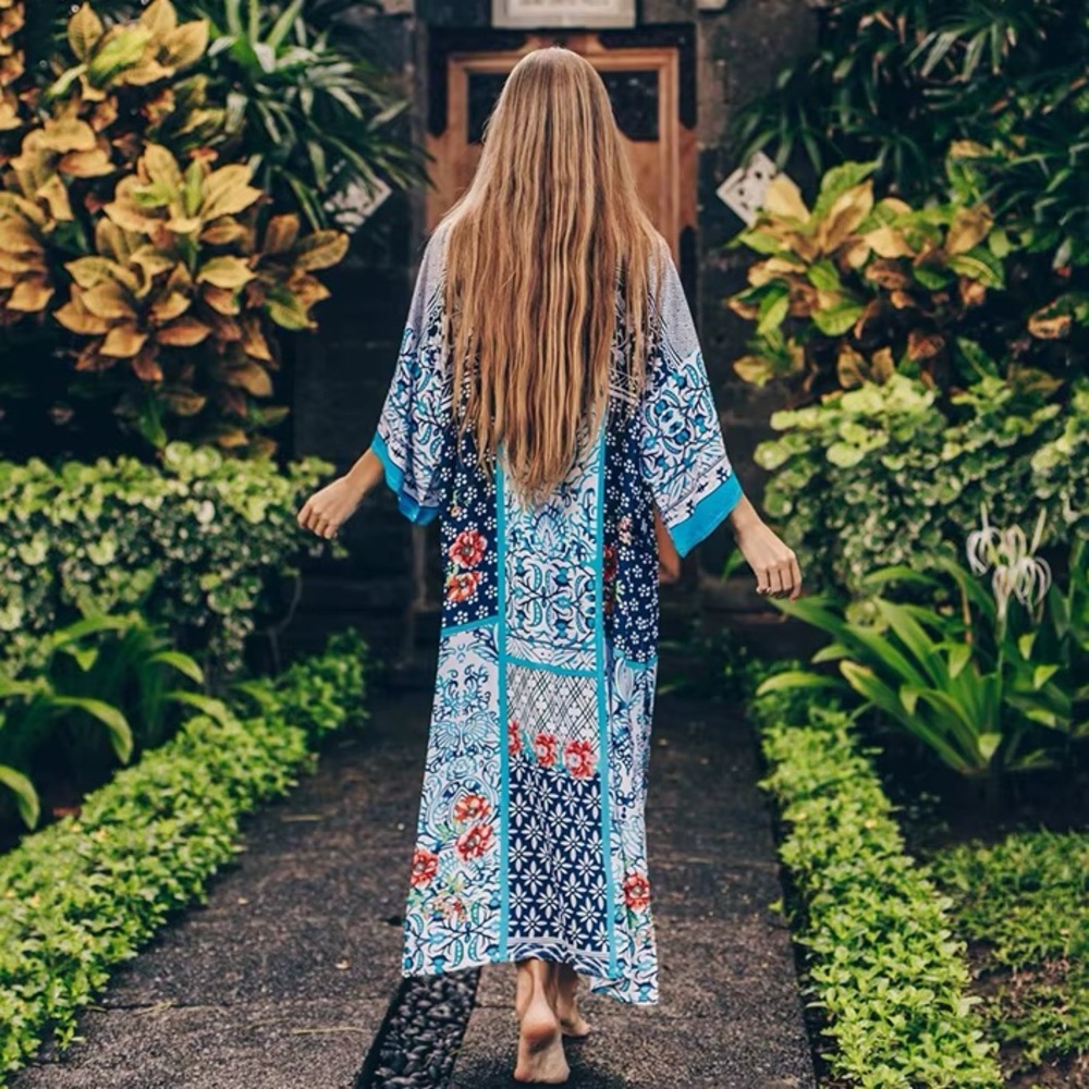 Johnny Was 100% Silk Kimono Duster – Size L | Boho Floral Paisley Print - Picture 2 of 12
